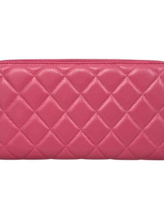 Chanel Long Wallet Zip Round Ap1590 Quilted Lambskin Coco Mark - Picture 2 of 15